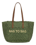 Ψάθινη τσάντα ώμου XY-2636 - Πράσινο BAG TO BAG
