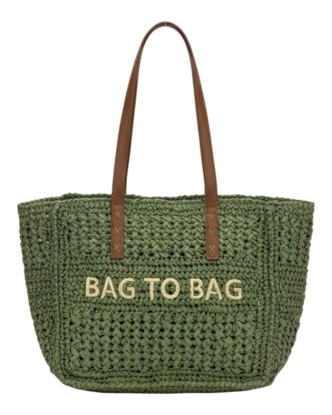 Ψάθινη τσάντα ώμου XY-2636 - Πράσινο BAG TO BAG