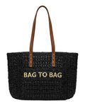 Ψάθινη τσάντα ώμου XY-2636 - Μαύρο BAG TO BAG