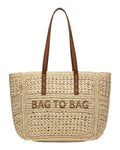 Ψάθινη τσάντα ώμου XY-2636 - Μπέζ BAG TO BAG