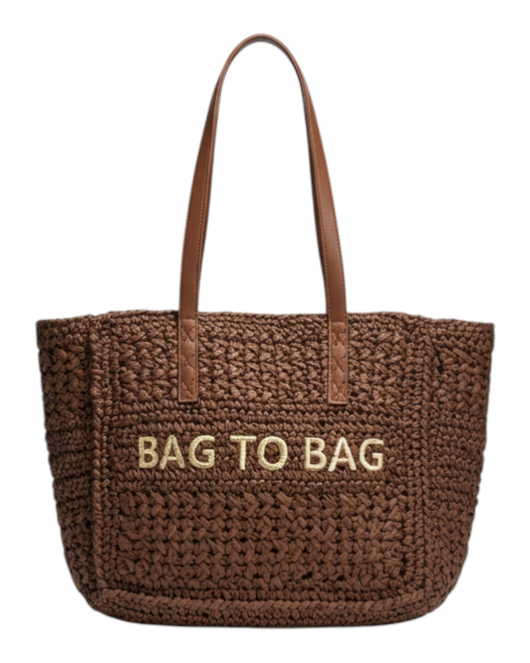 Ψάθινη τσάντα ώμου XY-2636 - Καφέ BAG TO BAG