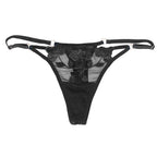 Γυναικείο String με διαφάνεια και κέντημα Μαύρο ANSIN