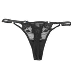 Γυναικείο String με διαφάνεια και κέντημα Μαύρο ANSIN