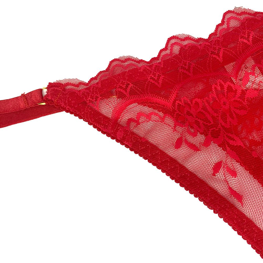 Γυναικεία string με δαντέλα Κόκκινο ANSIN