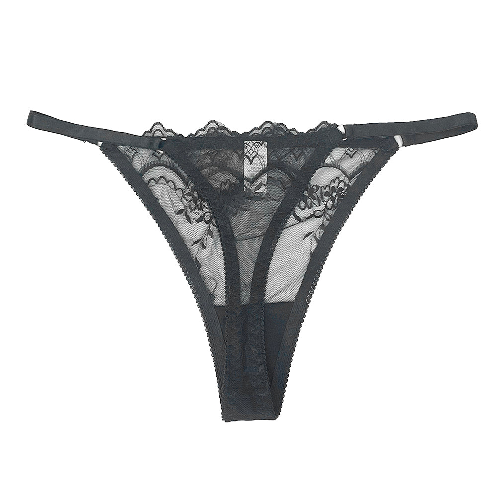 Γυναικεία string με δαντέλα Μαύρο ANSIN