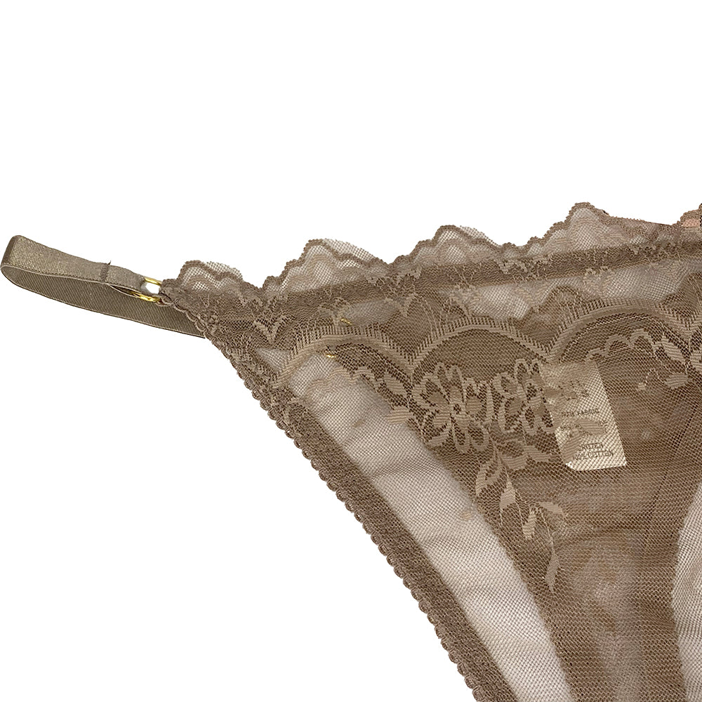 Γυναικεία string με δαντέλα Καφέ ANSIN