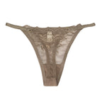 Γυναικεία string με δαντέλα Καφέ ANSIN