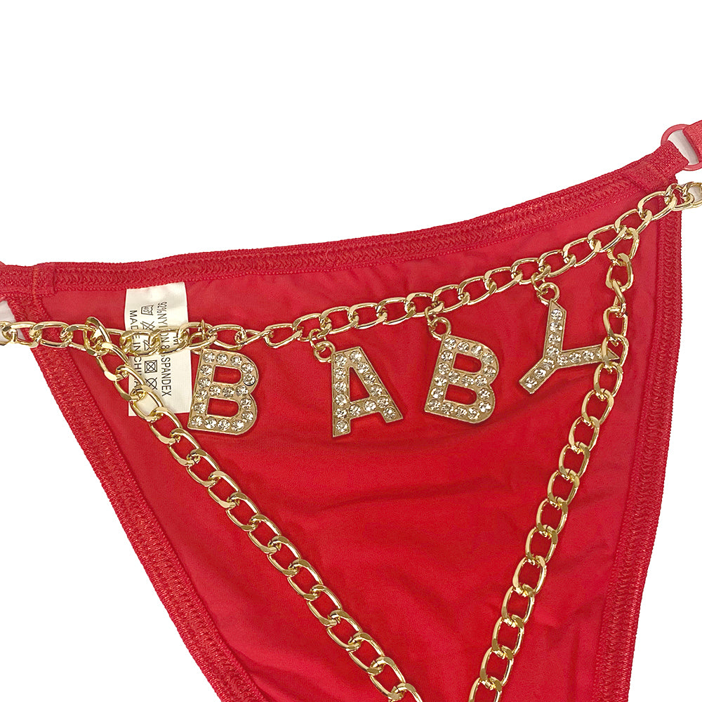 Γυναικεία string με σχέδιο BABY Κόκκινο ANSIN