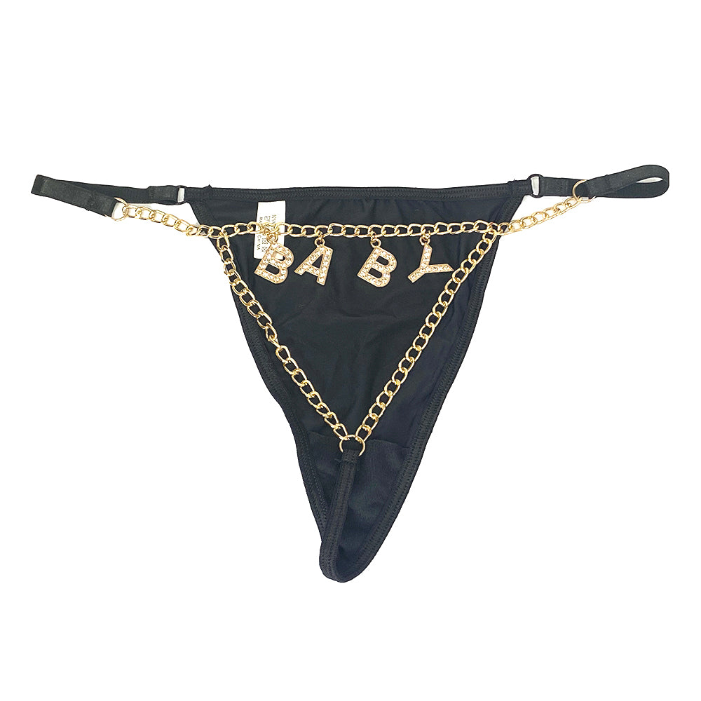 Γυναικεία string με σχέδιο BABY Μαύρο ANSIN