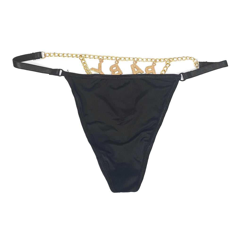 Γυναικεία string με σχέδιο BABY Μαύρο ANSIN