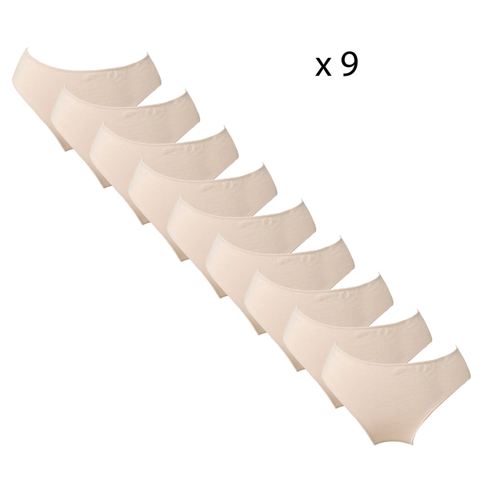 Γυναικείο σλιπ βαμβακερό 9pack Μπεζ ANSIN
