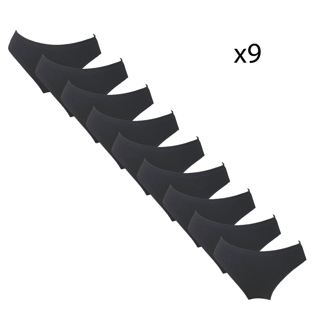 Γυναικείο σλιπ βαμβακερό 9pack Μαύρο ANSIN