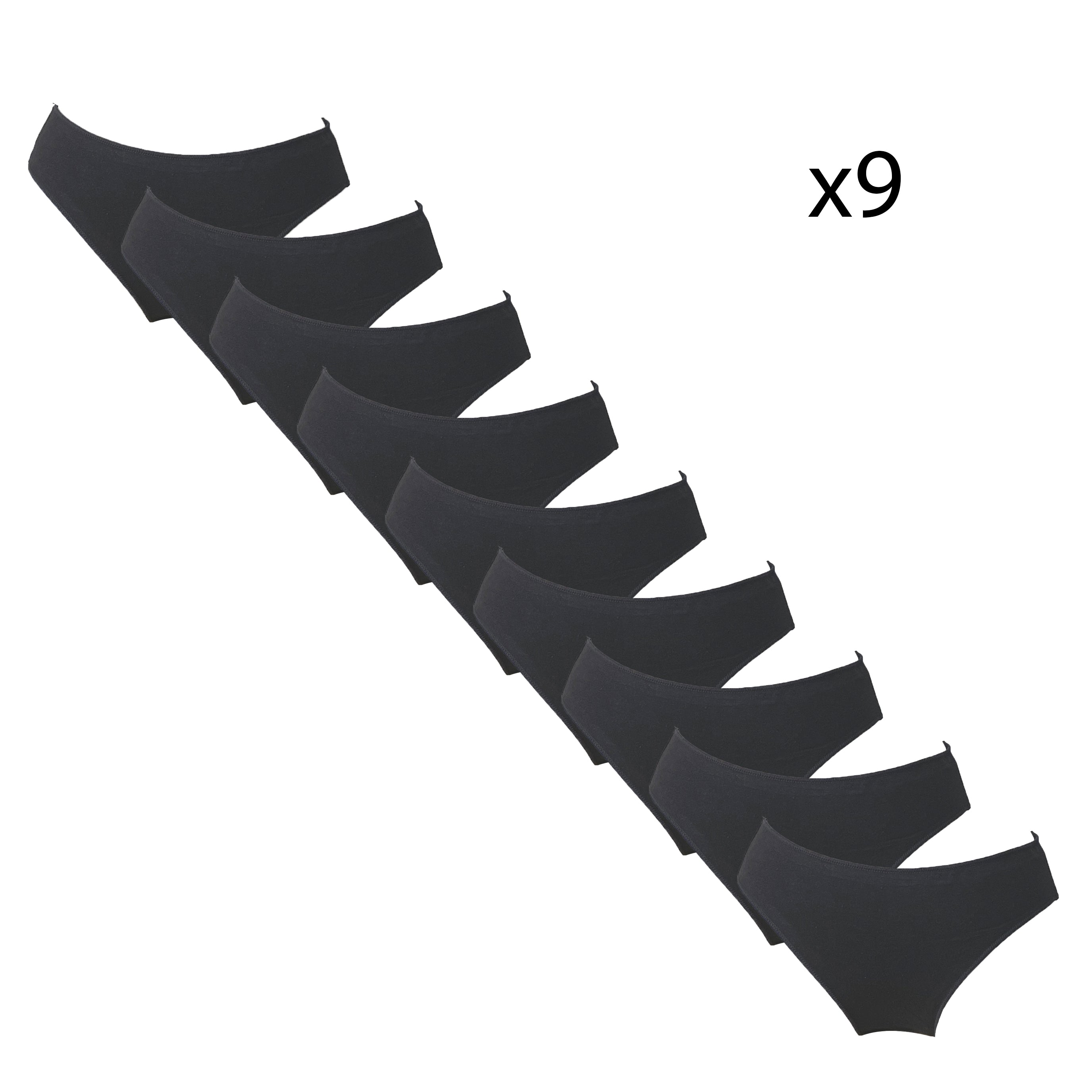 Γυναικείο σλιπ βαμβακερό 9pack Μαύρο ANSIN