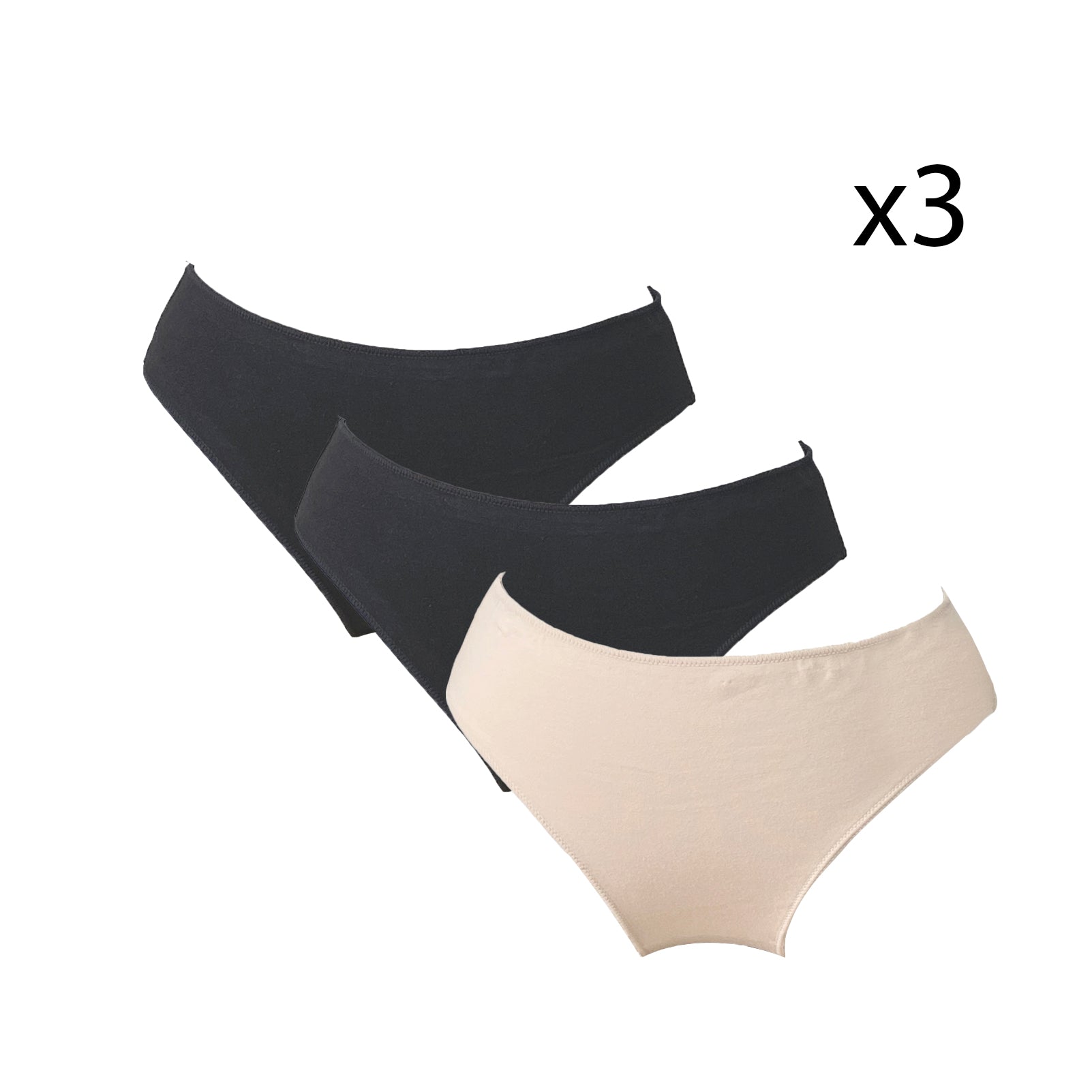Γυναικείο σλιπ βαμβακερό 3pack Μαύρο/Μπεζ ANSIN