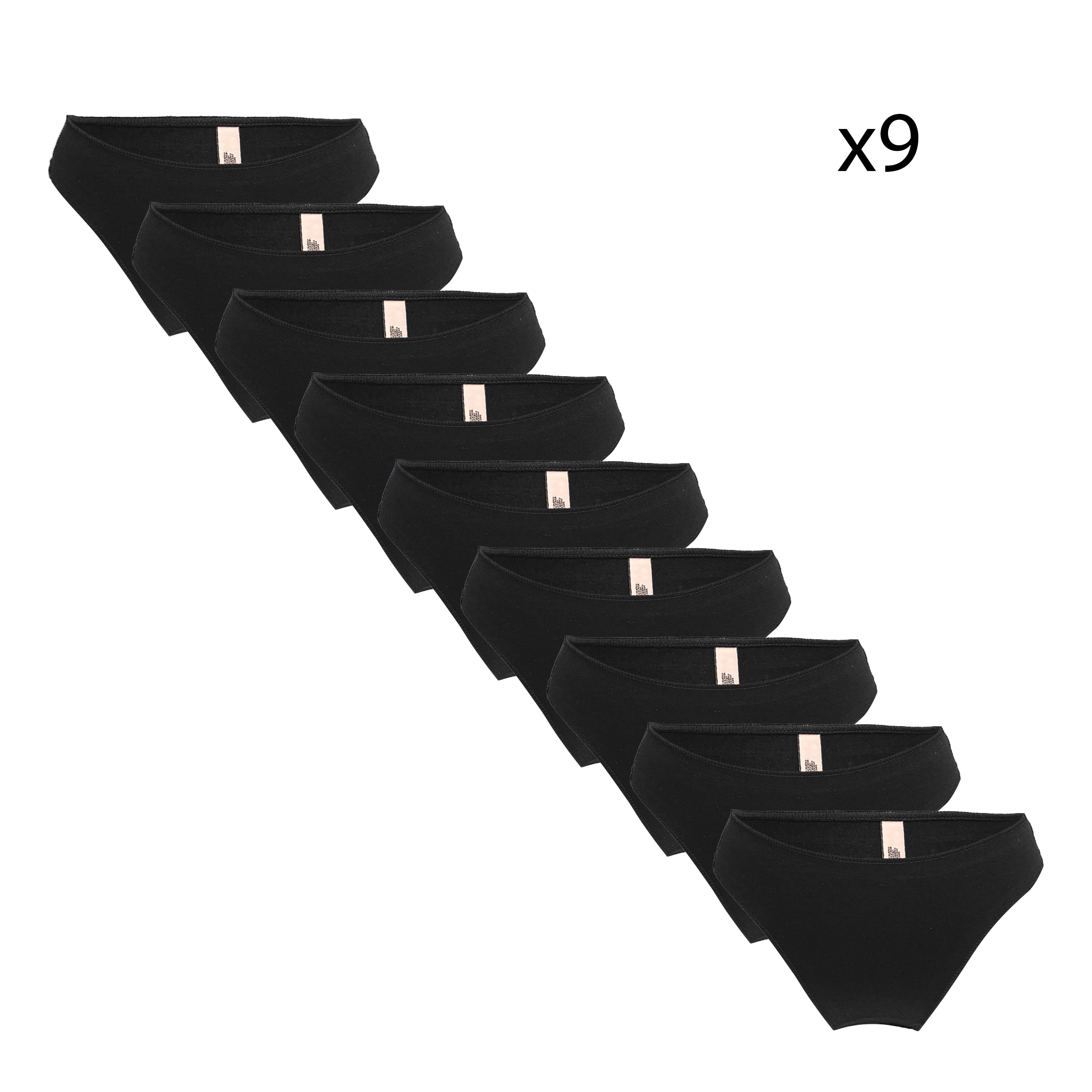 Γυναικεία βαμβακερά σλιπ brazil 9pack Μαύρο ANSIN