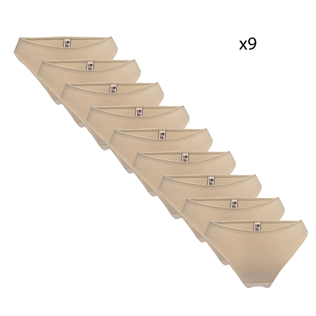 Γυναικεία βαμβακερά σλιπ brazil 9pack Μπεζ ANSIN