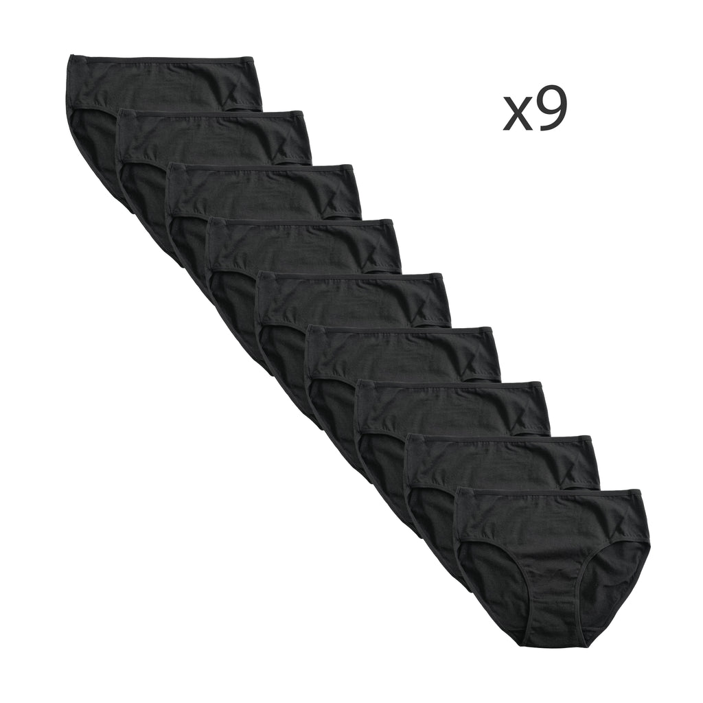 Γυναικεία σλιπ βαμβακερά 9pack Μαύρο ANSIN