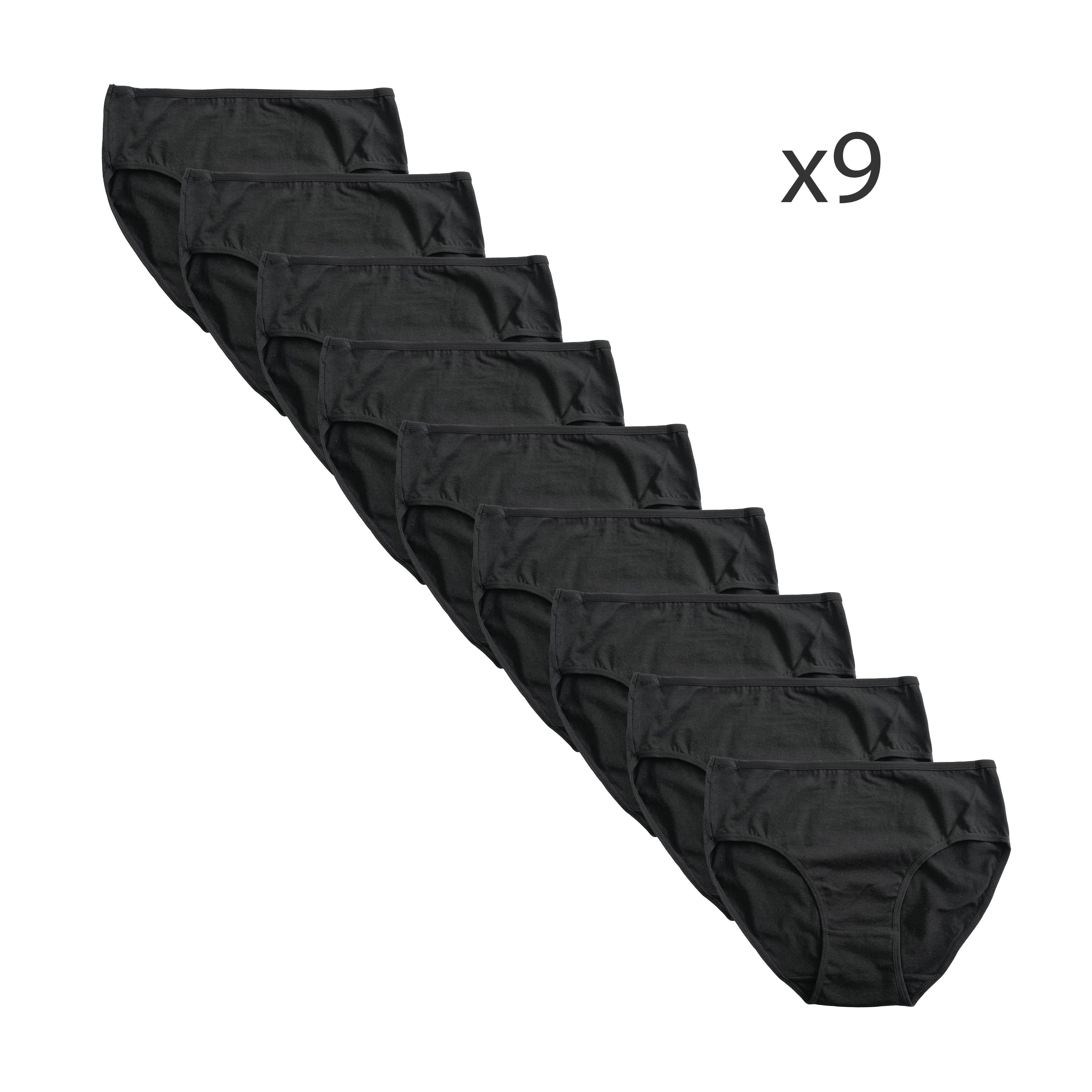 Γυναικεία σλιπ βαμβακερά 9pack Μαύρο ANSIN