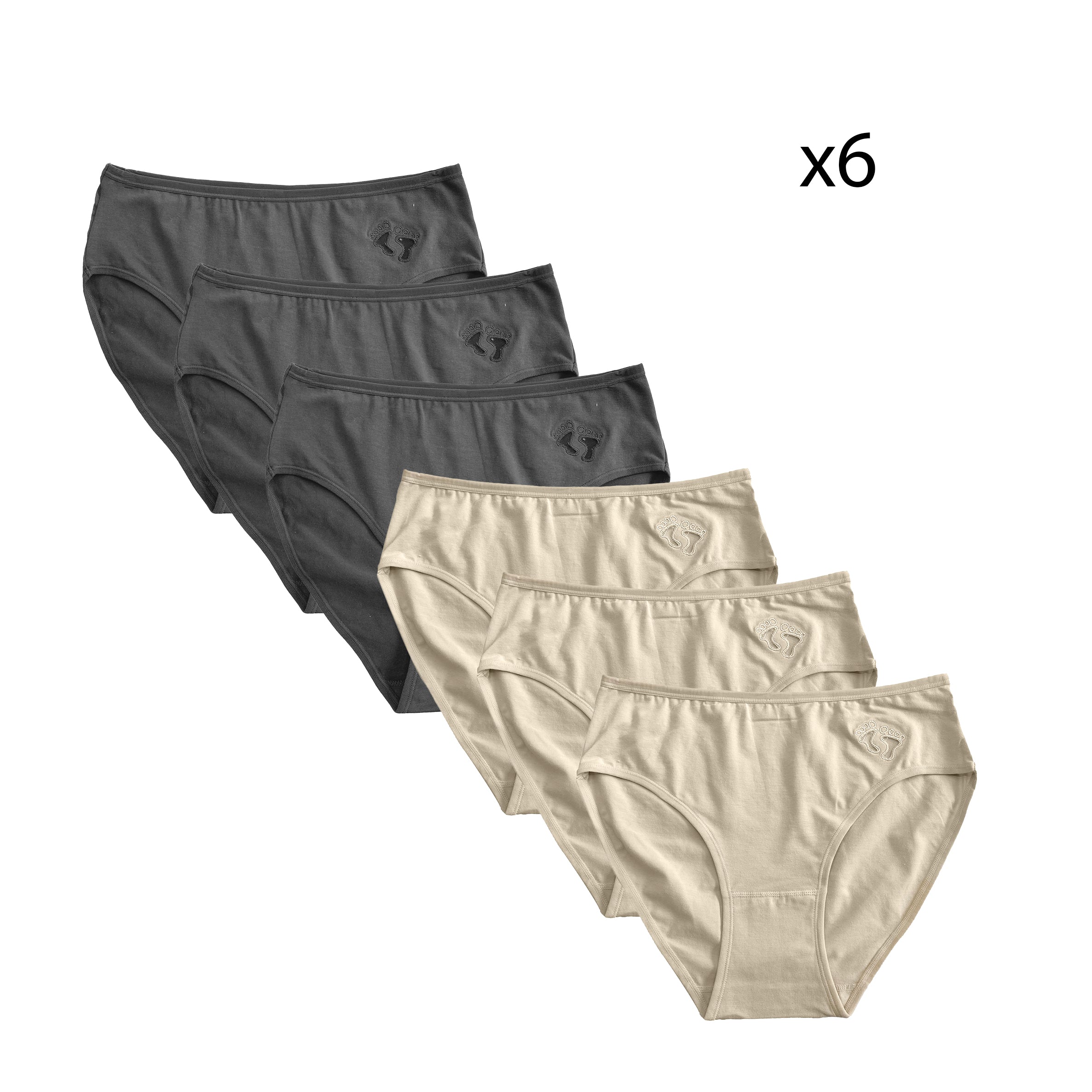 Γυναικεία σλιπ βαμβακερά 6pack Μαύρο/Μπεζ ANSIN