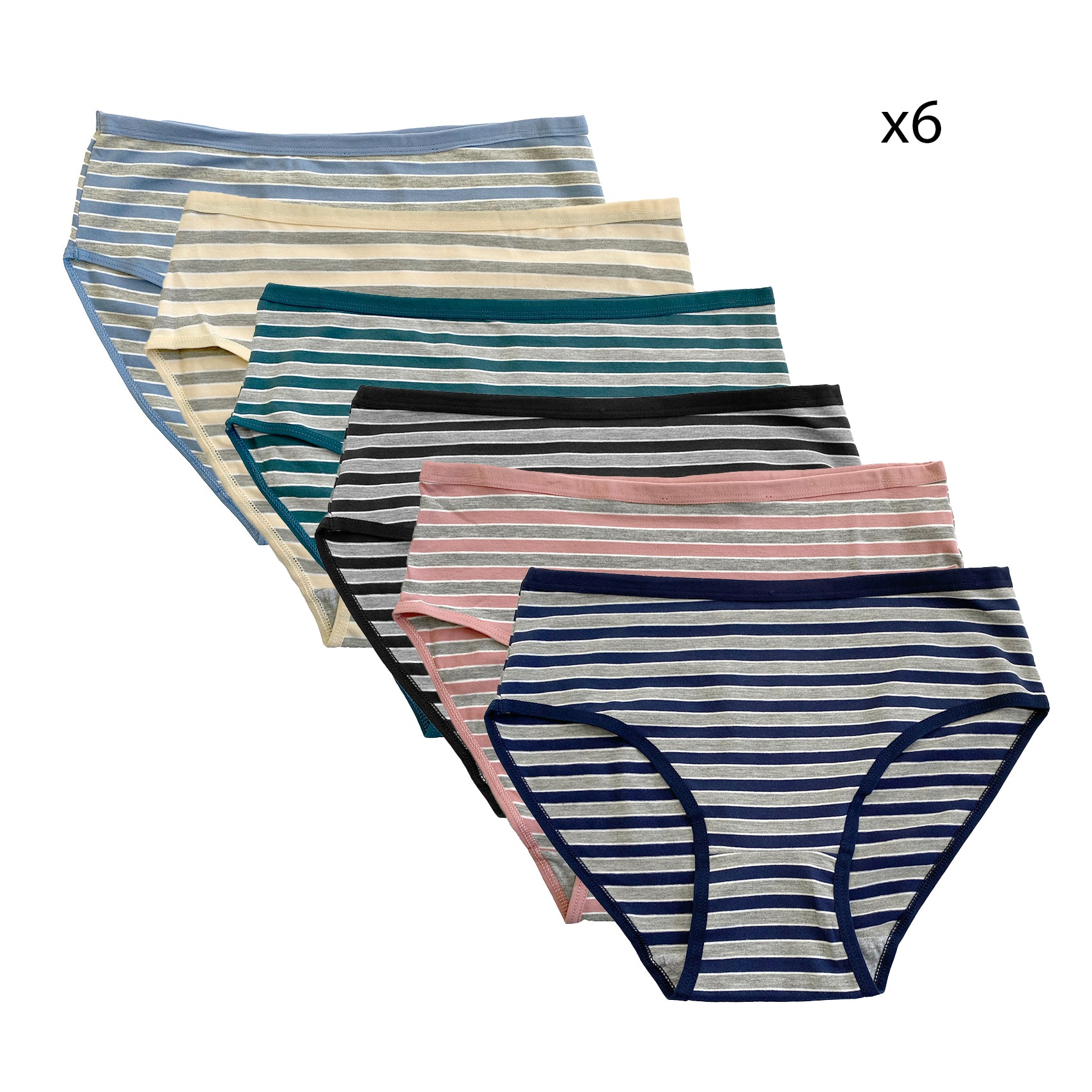 Γυναικεία σλιπ βαμβακερά ρίγε 6pack Πολύχρωμο ANSIN