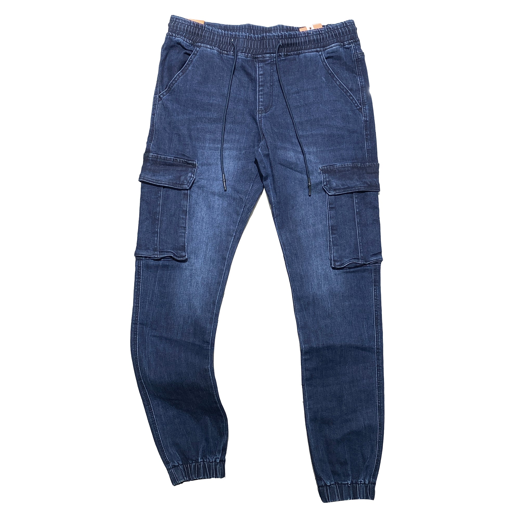 Ανδρικά τζιν παντελόνια cargo με ελαστικό ζωνάρι Μπλε ANSIN