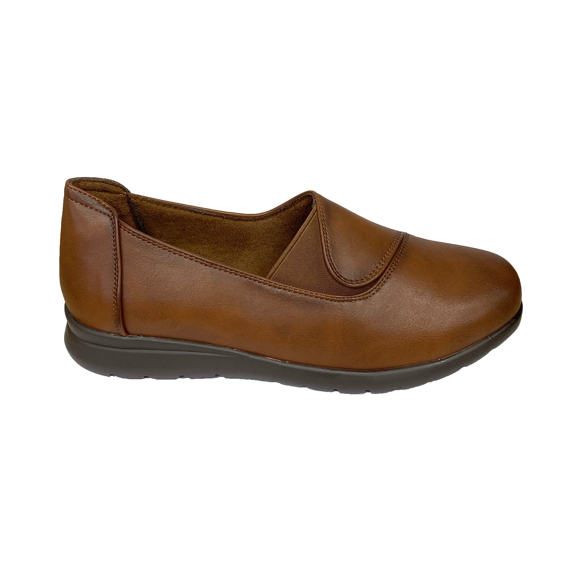 Γυναικεία ανατομικά παπούτσια slip-on με λάστιχο Καφέ ANSIN