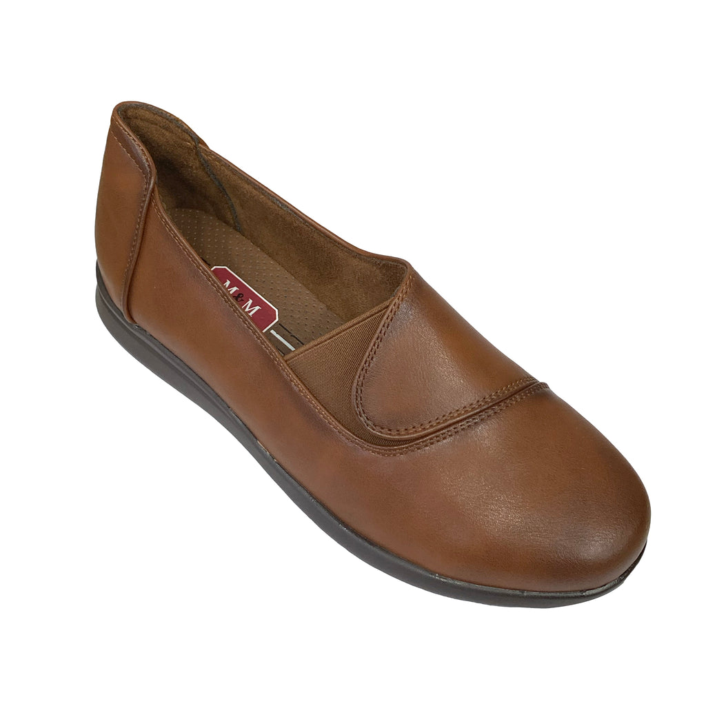 Γυναικεία ανατομικά παπούτσια slip-on με λάστιχο Καφέ ANSIN
