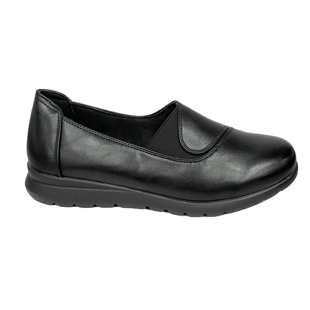 Γυναικεία ανατομικά παπούτσια slip-on με λάστιχο Μαύρο ANSIN