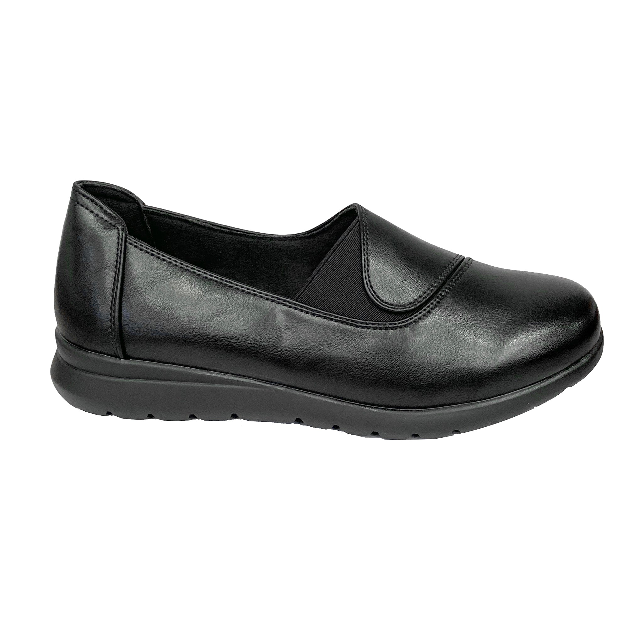 Γυναικεία ανατομικά παπούτσια slip-on με λάστιχο Μαύρο ANSIN