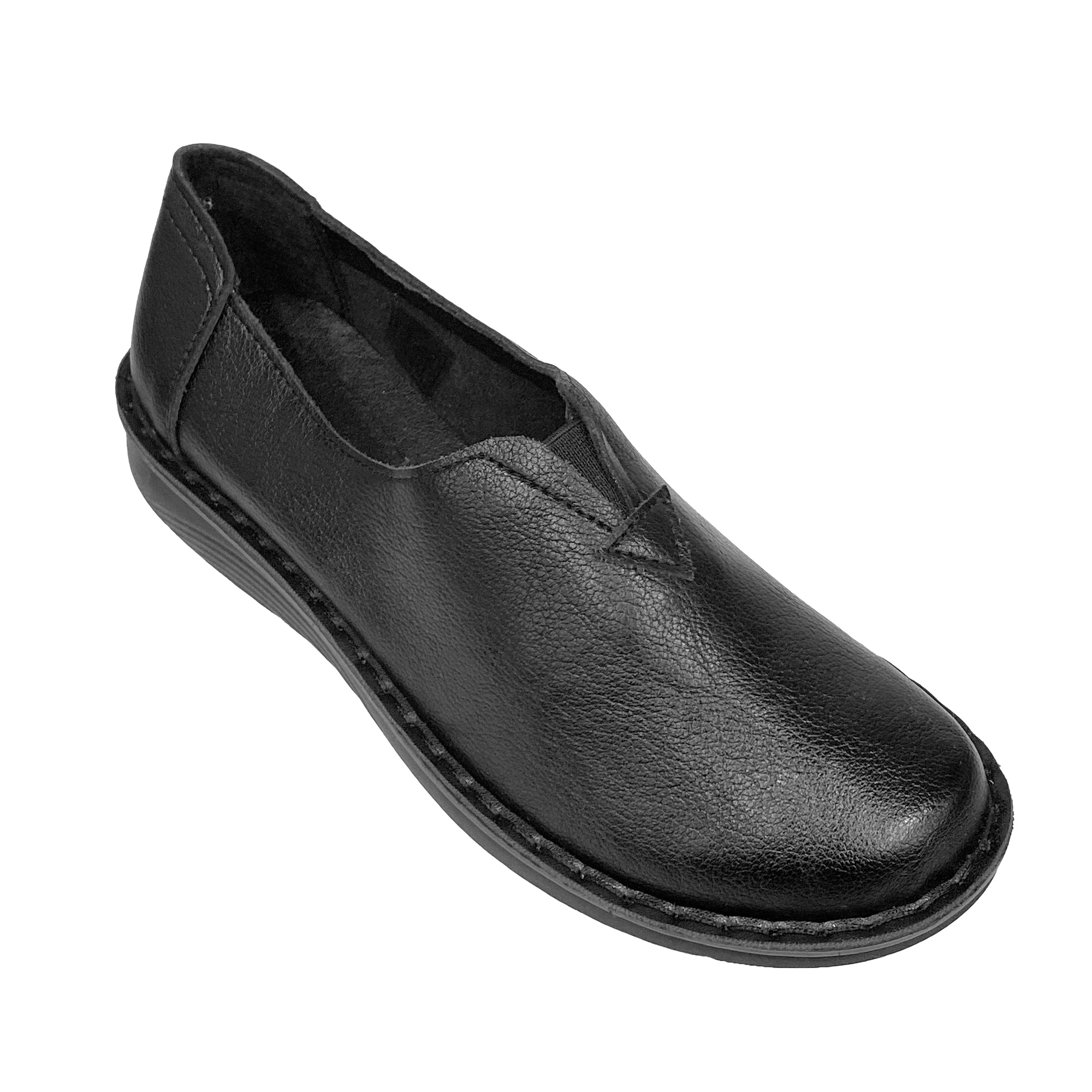 Γυναικεία ανατομικά παπούτσια slip-on με λάστιχο Μαύρο ANSIN