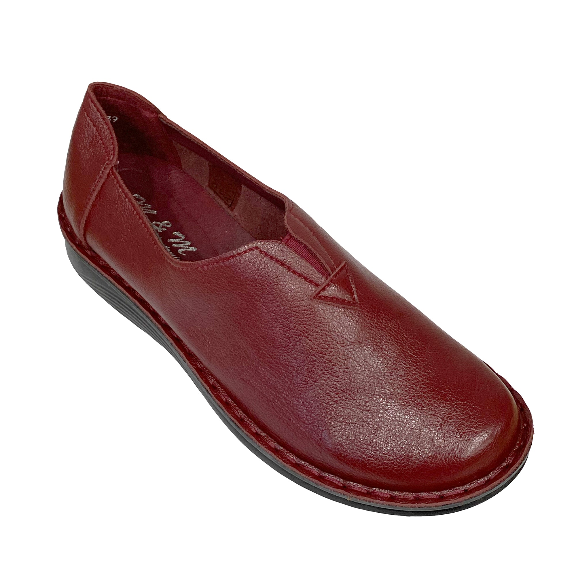 Γυναικεία ανατομικά παπούτσια slip-on με λάστιχο Μπορντό ANSIN