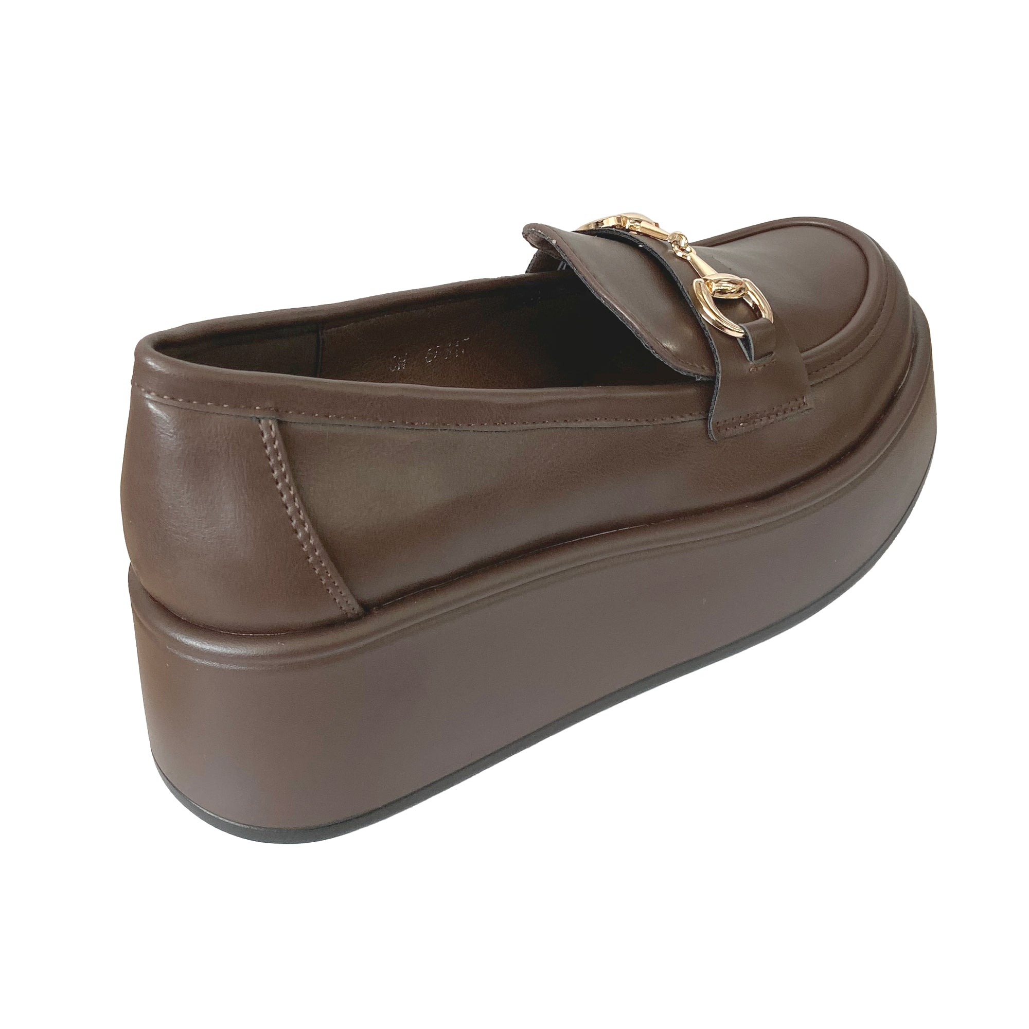 Γυναικεία μοκασίνια με πλατφόρμα και διακοσμητική αγκράφα Καφέ ANSIN