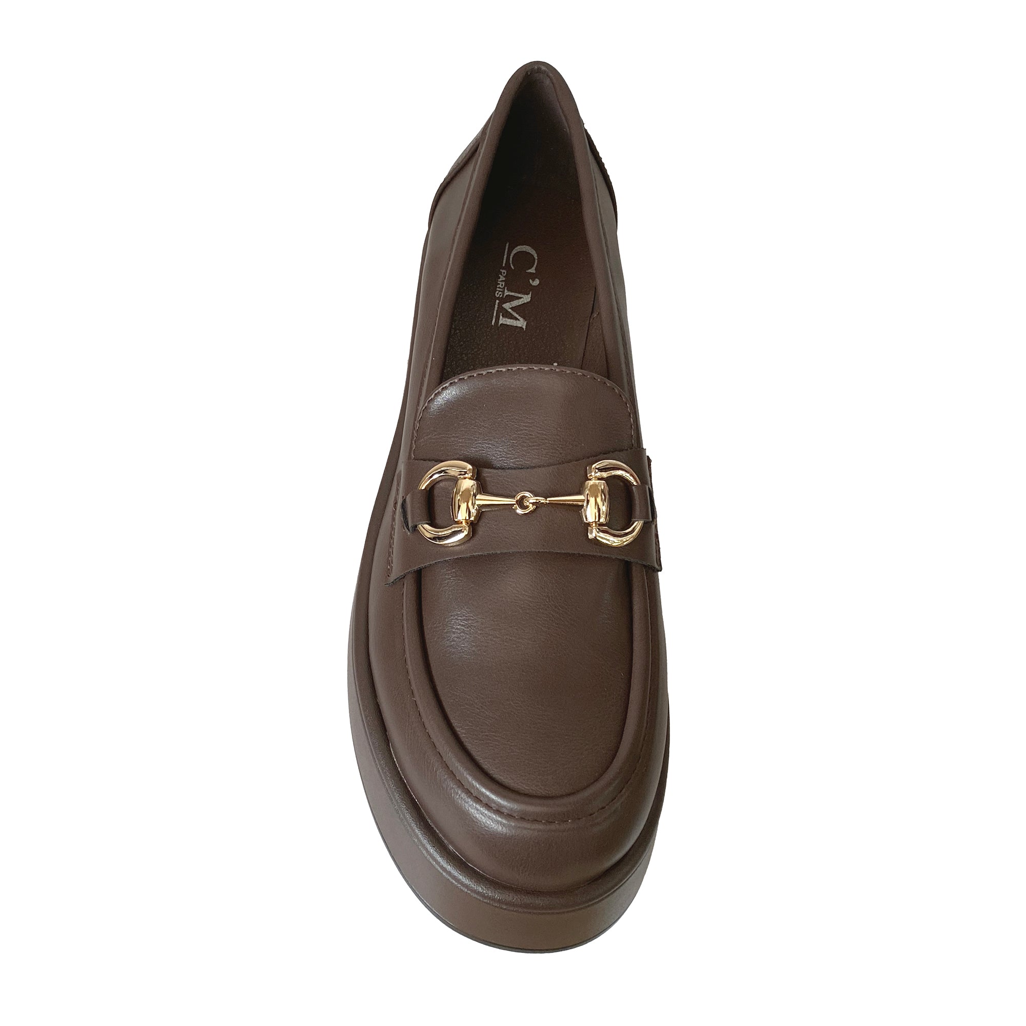 Γυναικεία μοκασίνια με πλατφόρμα και διακοσμητική αγκράφα Καφέ ANSIN