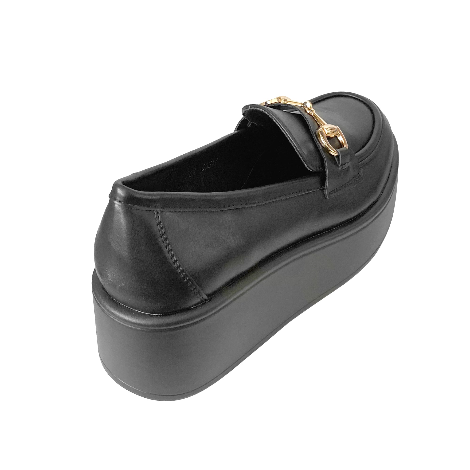 Γυναικεία μοκασίνια με πλατφόρμα και διακοσμητική αγκράφα Μαύρο ANSIN