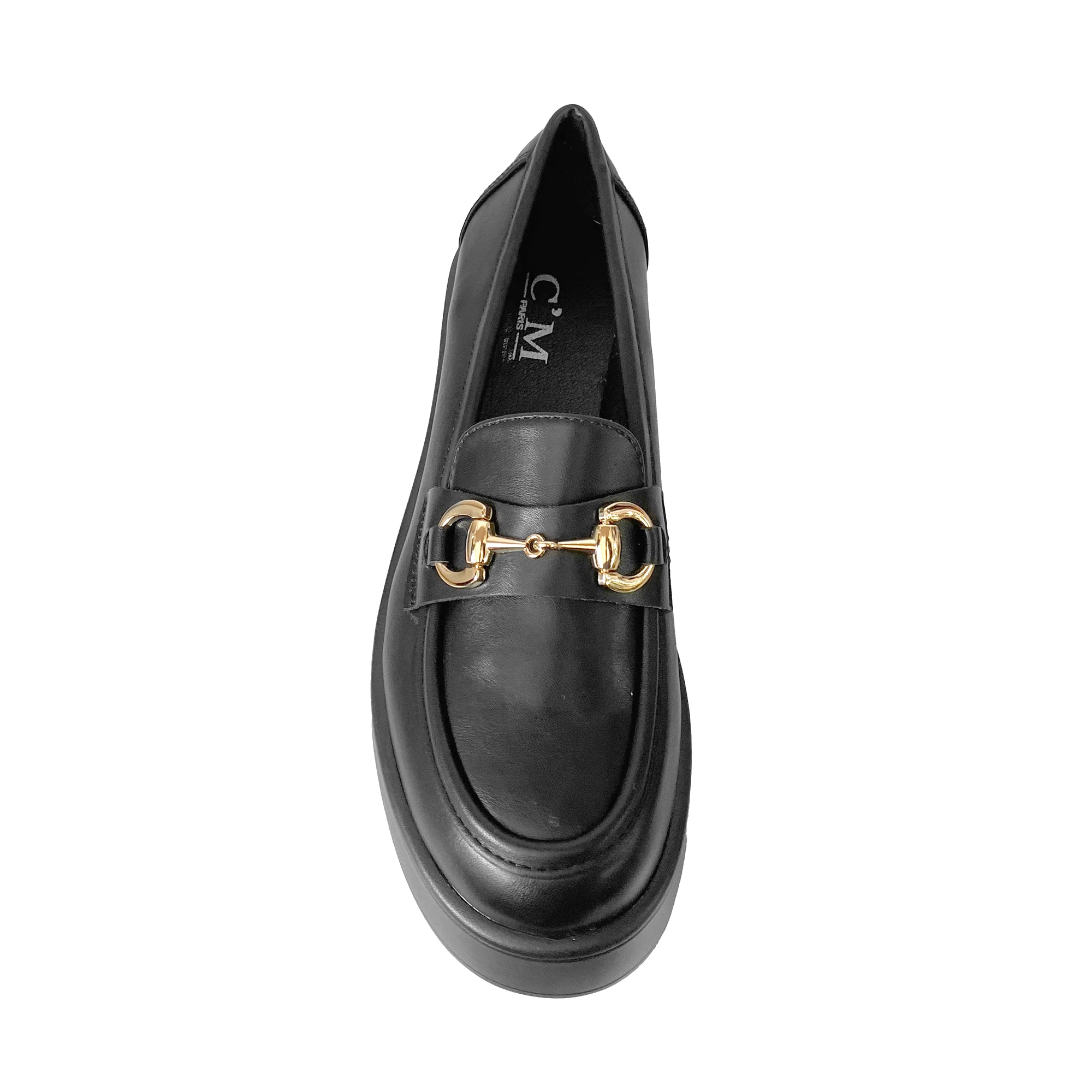 Γυναικεία μοκασίνια με πλατφόρμα και διακοσμητική αγκράφα Μαύρο ANSIN