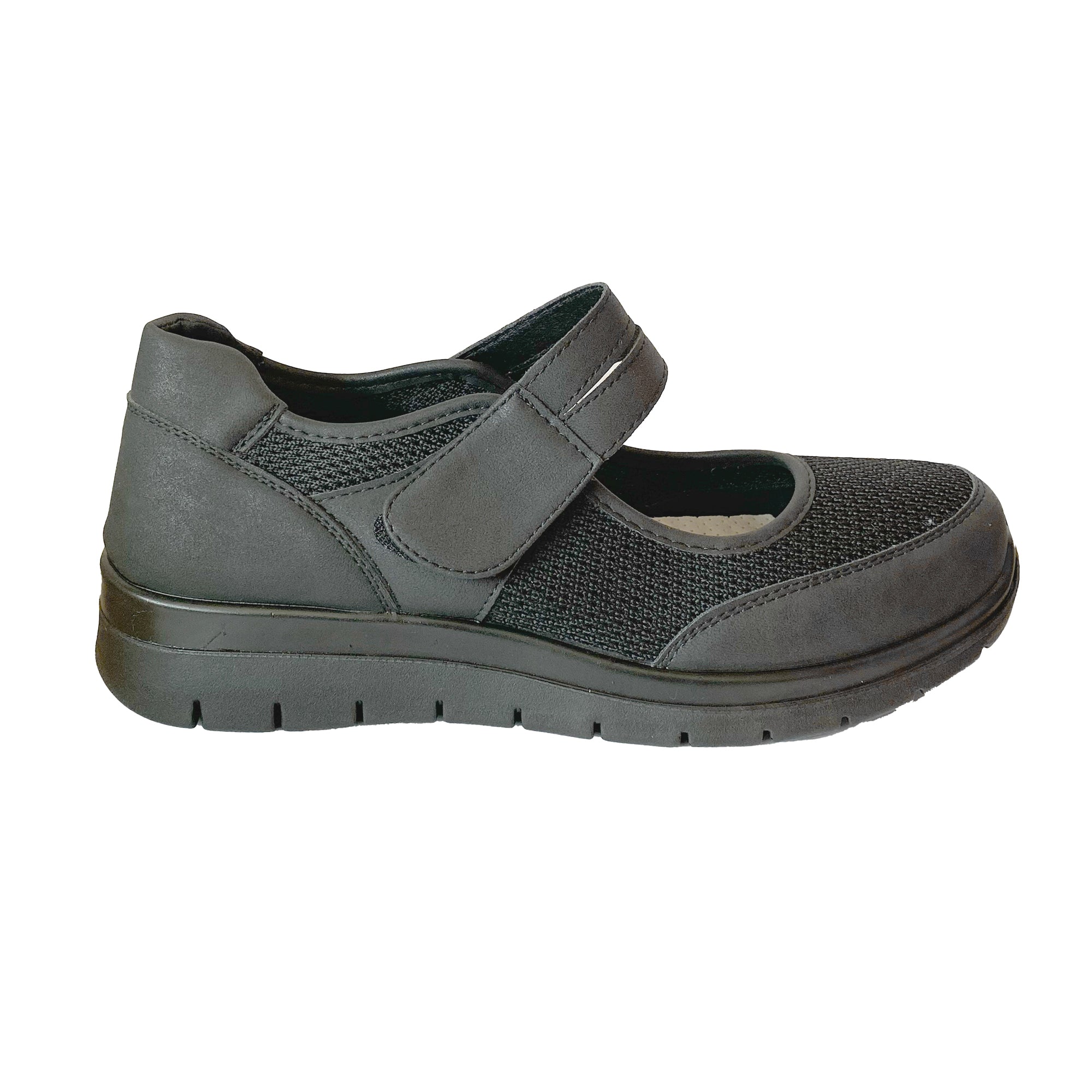 Γυναικεία ανατομικά καλοκαιρινά παπούτσια με μπαρέτα Μαύρο ANSIN