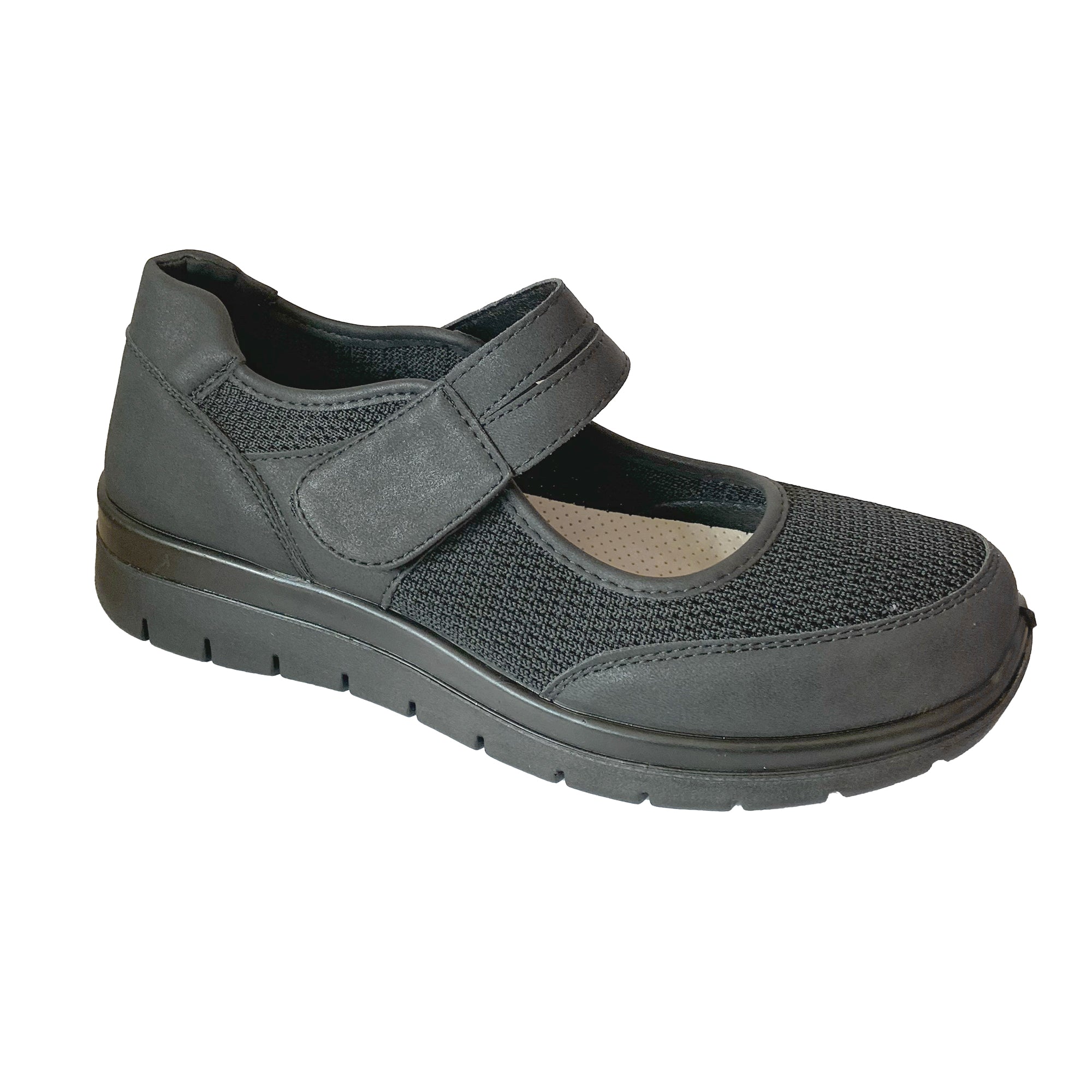 Γυναικεία ανατομικά καλοκαιρινά παπούτσια με μπαρέτα Μαύρο ANSIN