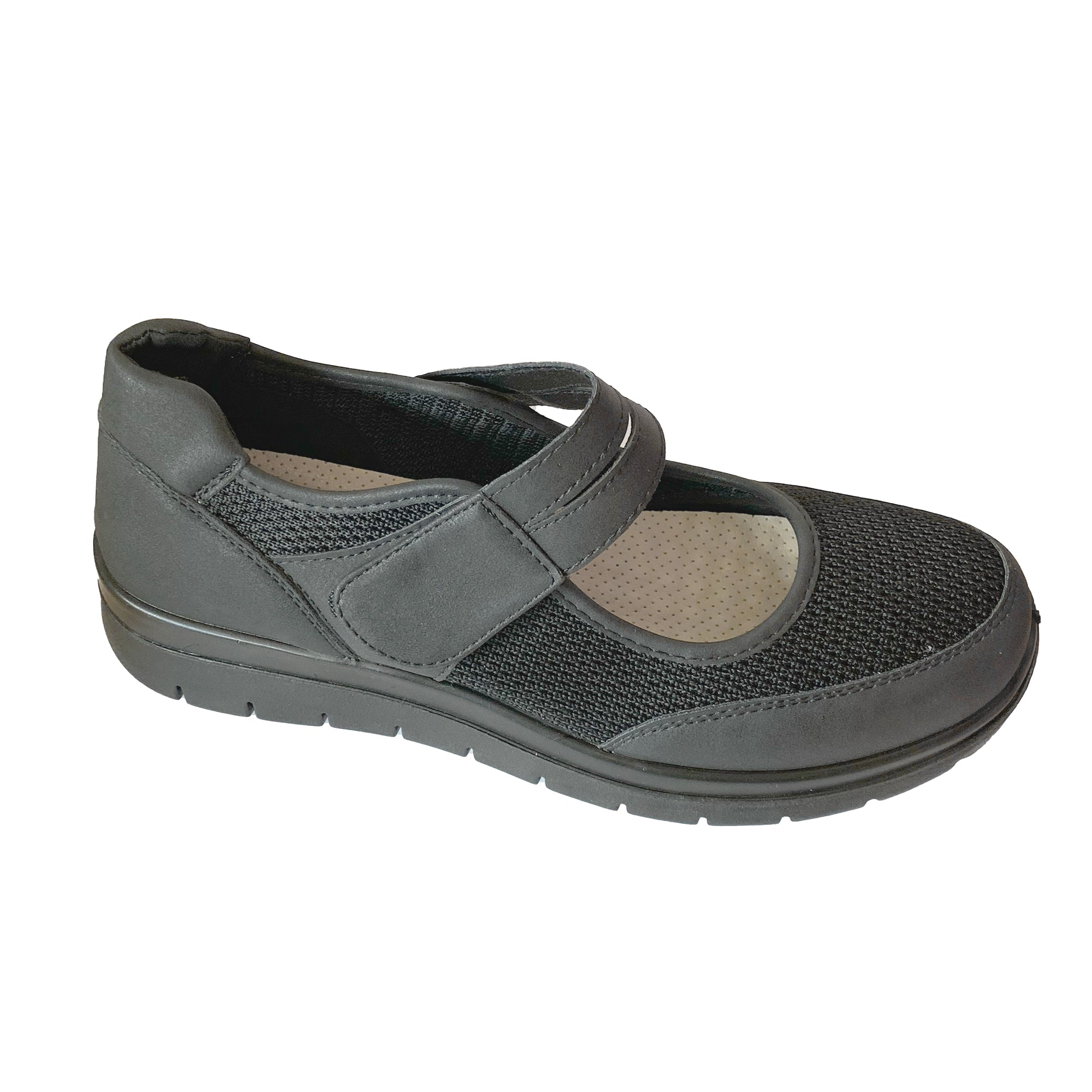 Γυναικεία ανατομικά καλοκαιρινά παπούτσια με μπαρέτα Μαύρο ANSIN