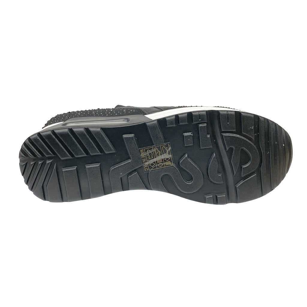Γυναικεία ανατομικά παπούτσια slip-on με πλατφόρμα και στρας Μαύρο ANSIN