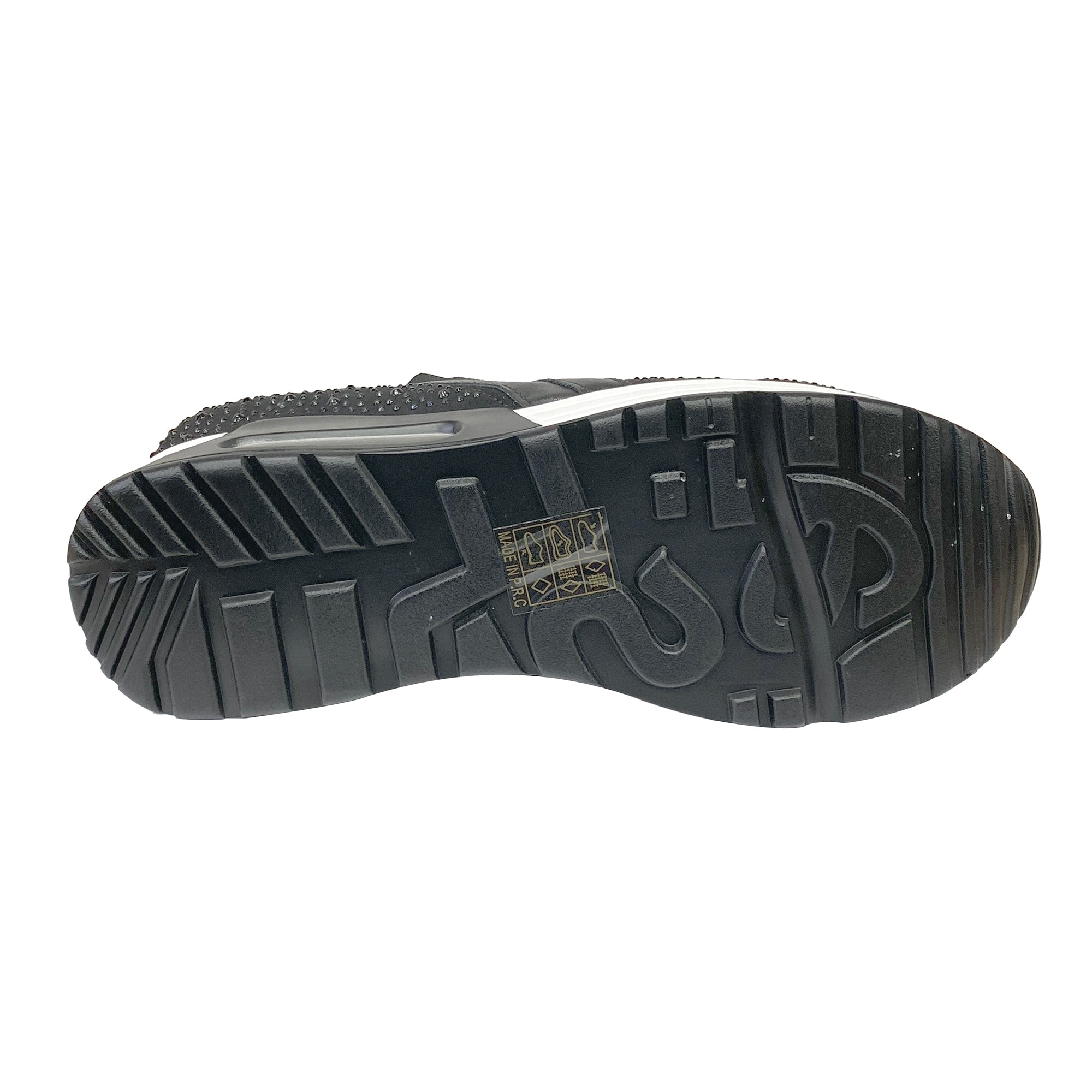 Γυναικεία ανατομικά παπούτσια slip-on με πλατφόρμα και στρας Μαύρο ANSIN