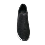 Γυναικεία ανατομικά παπούτσια slip-on με πλατφόρμα και στρας Μαύρο ANSIN