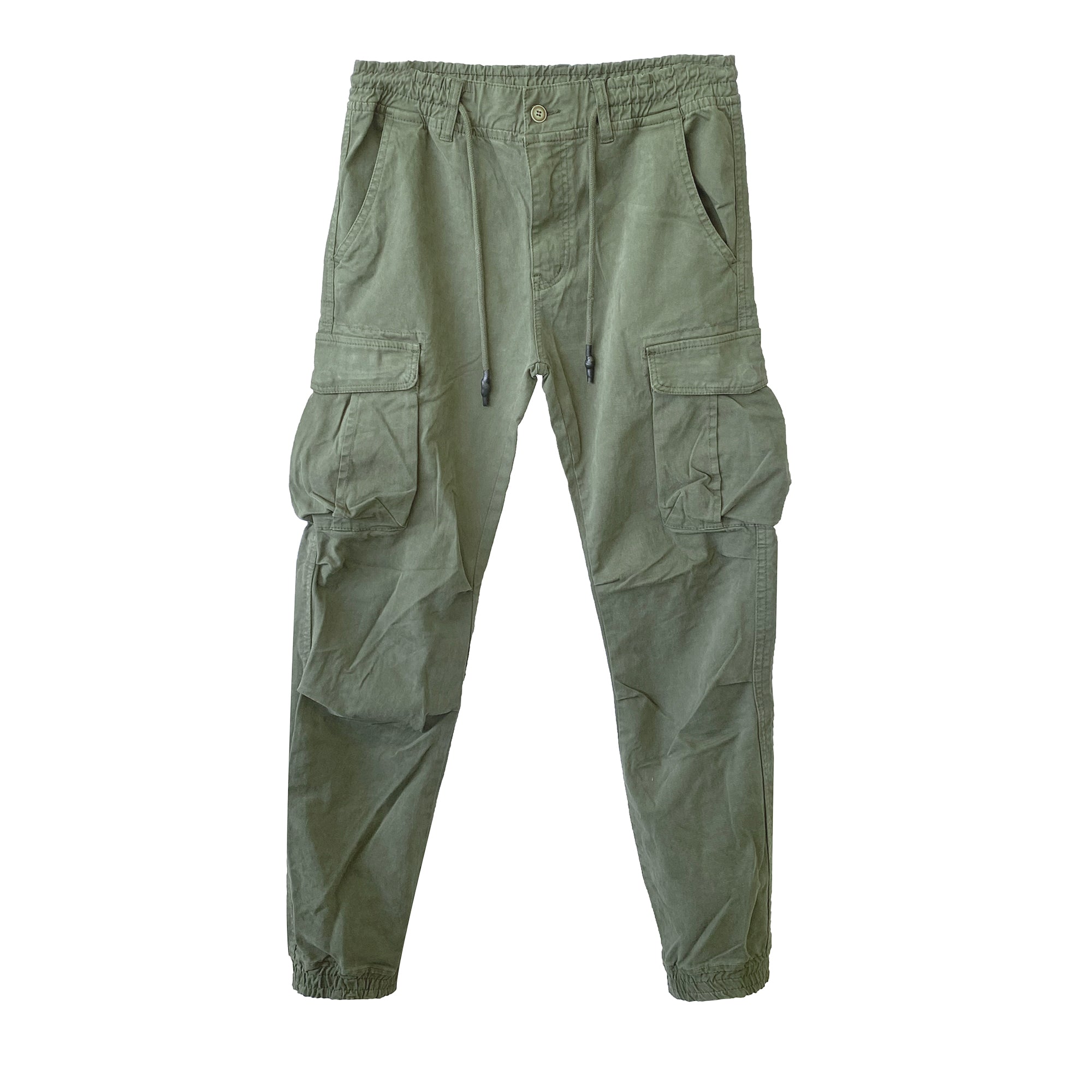 Ανδρικά παντελόνια cargo με λάστιχο Army green ANSIN