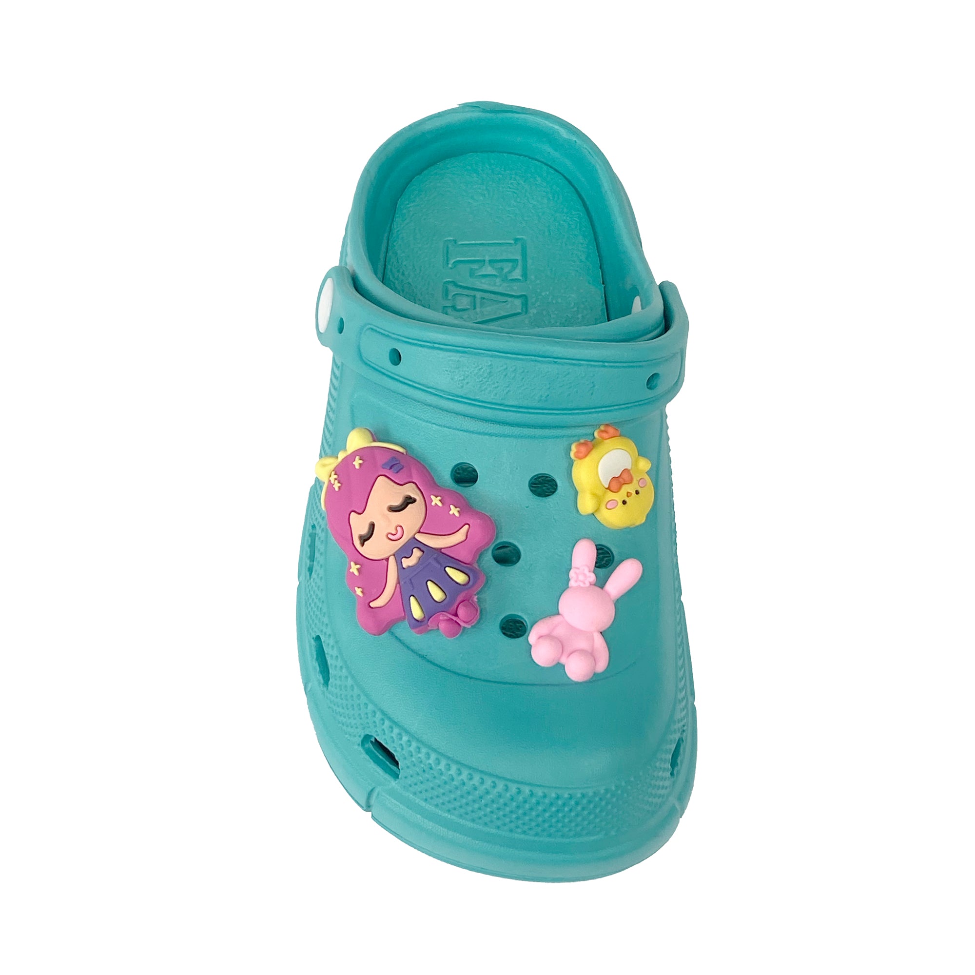 Παιδικές παντόφλες σαμπό για κορίτσι με διακοσμητικά 30-35 Πράσινο ANSIN