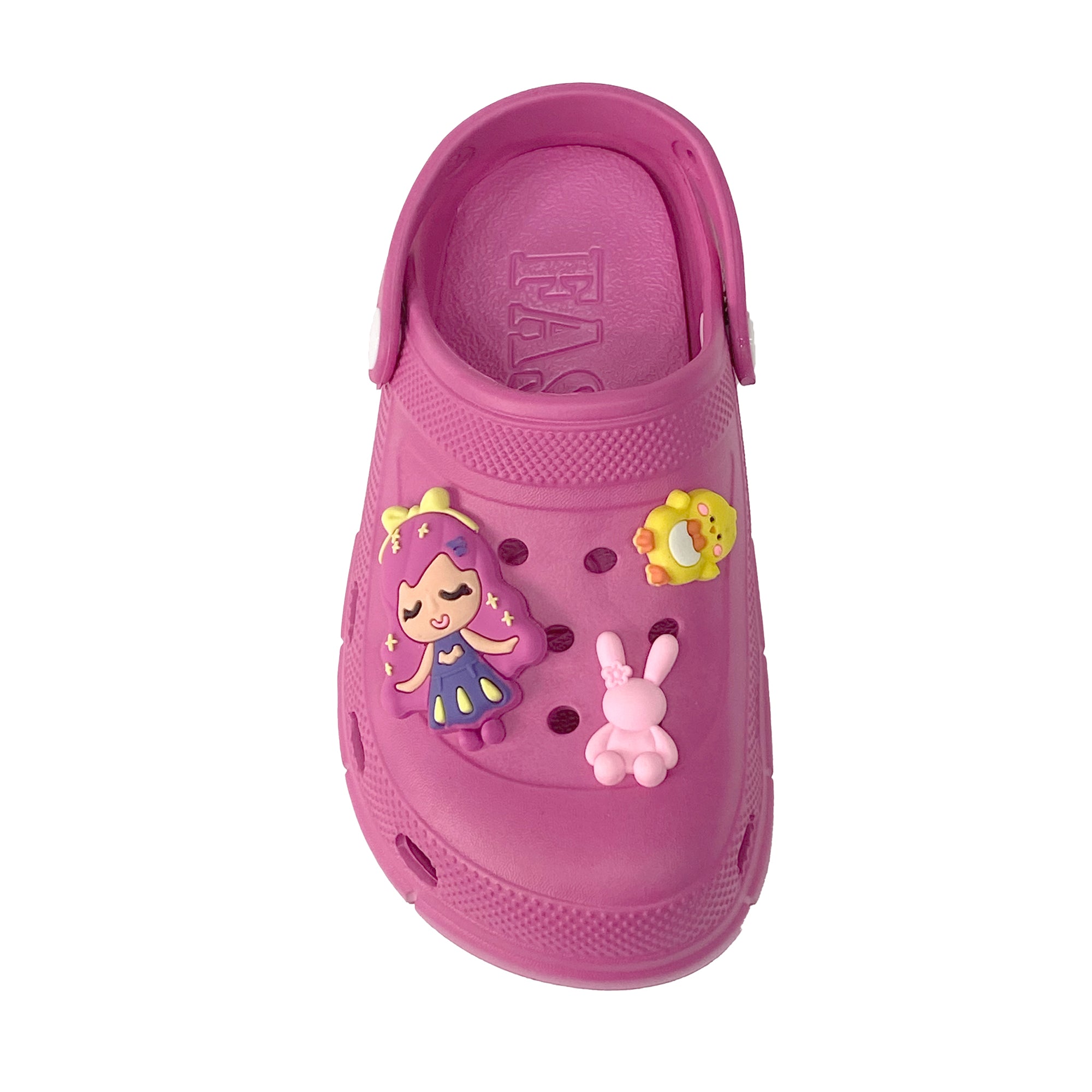 Παιδικές παντόφλες σαμπό για κορίτσι με διακοσμητικά 30-35 Φούξια ANSIN