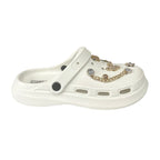 Γυναικείες παντόφλες σαμπό με διακοσμητικά Λευκό ANSIN