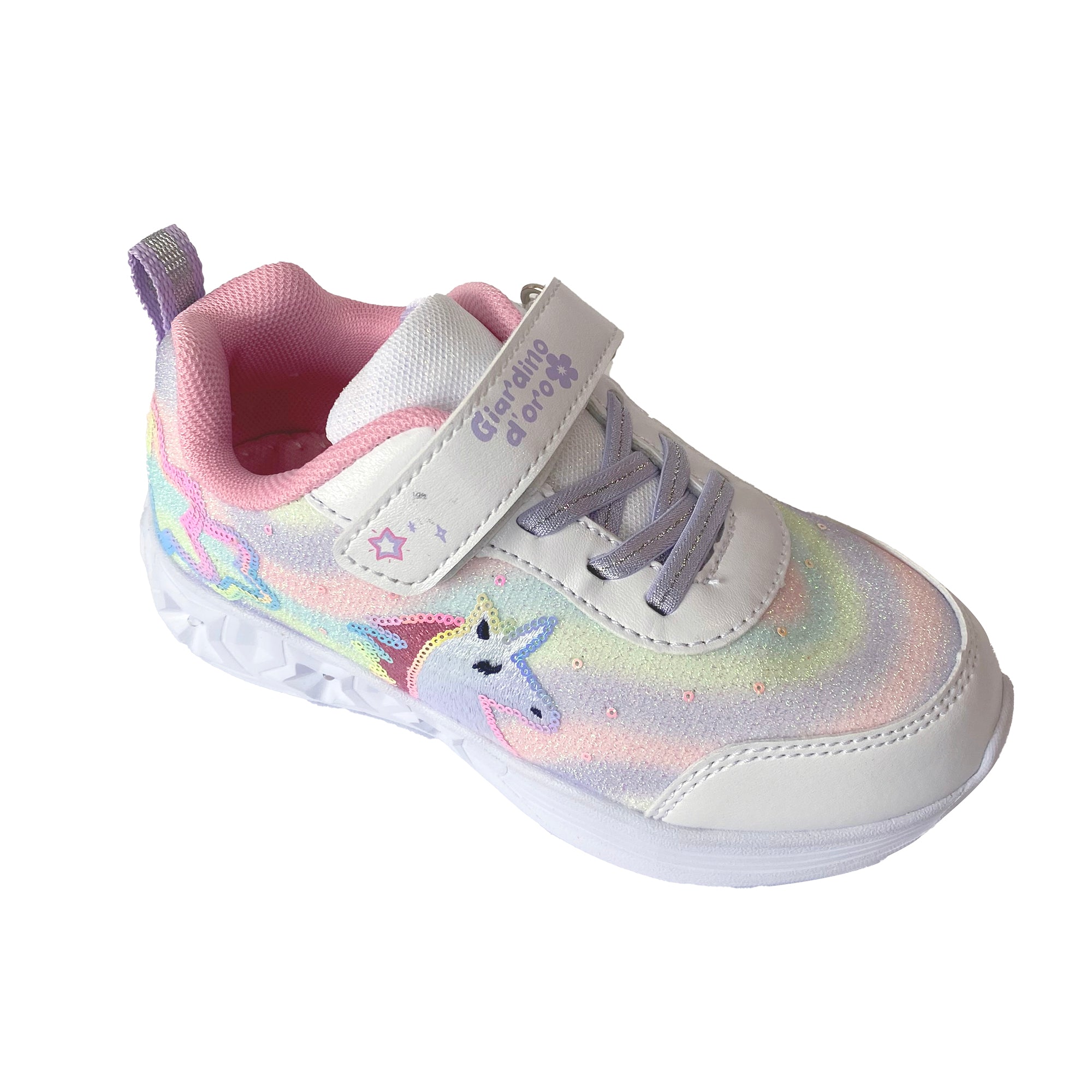 Κοριτσίστικα αθλητικά παπούτσια με μονόκερο φωτάκια (24-29) Λιλά ANSIN