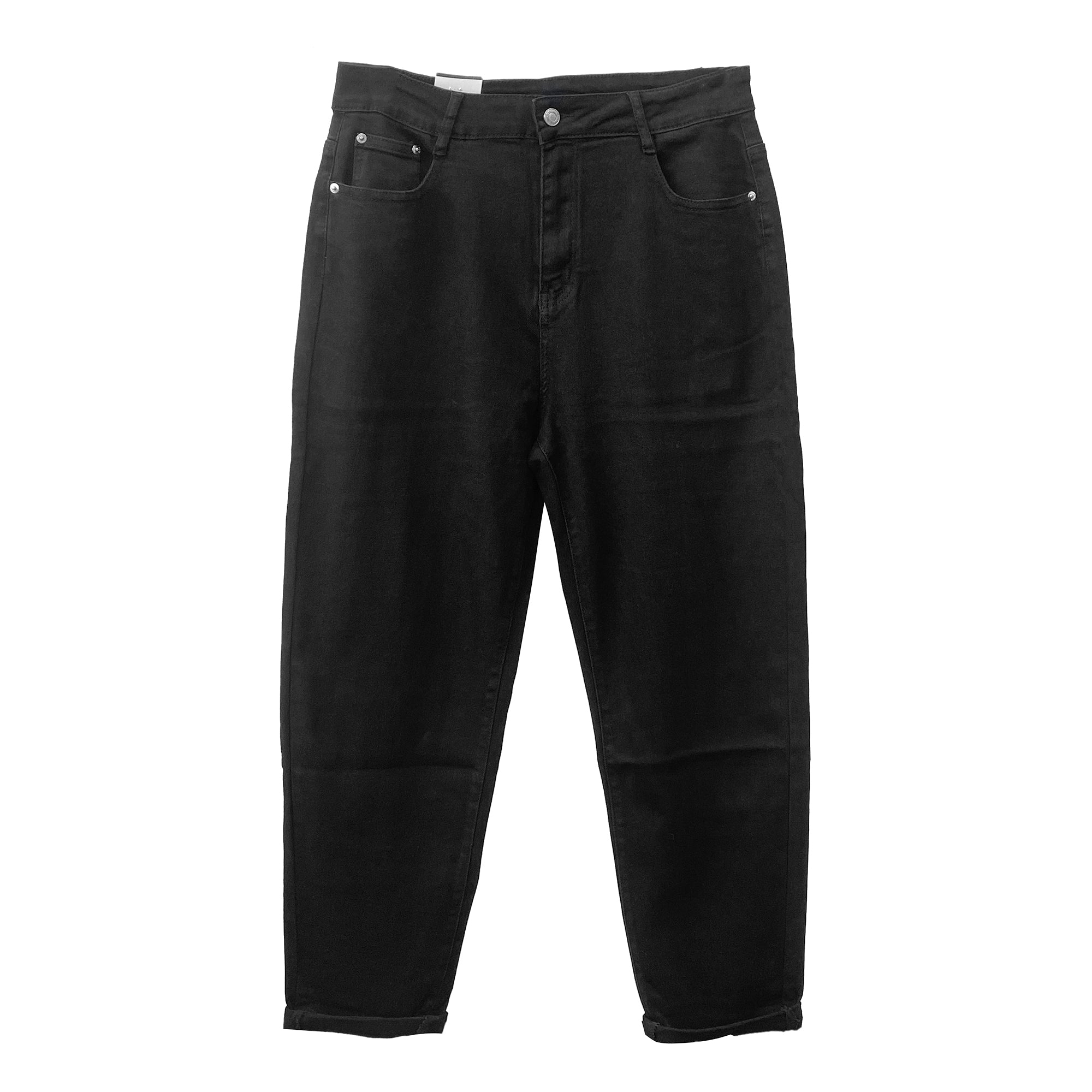 Γυναικείο ψηλόμεσο τζιν παντελόνι Mom fit Μαύρο ANSIN