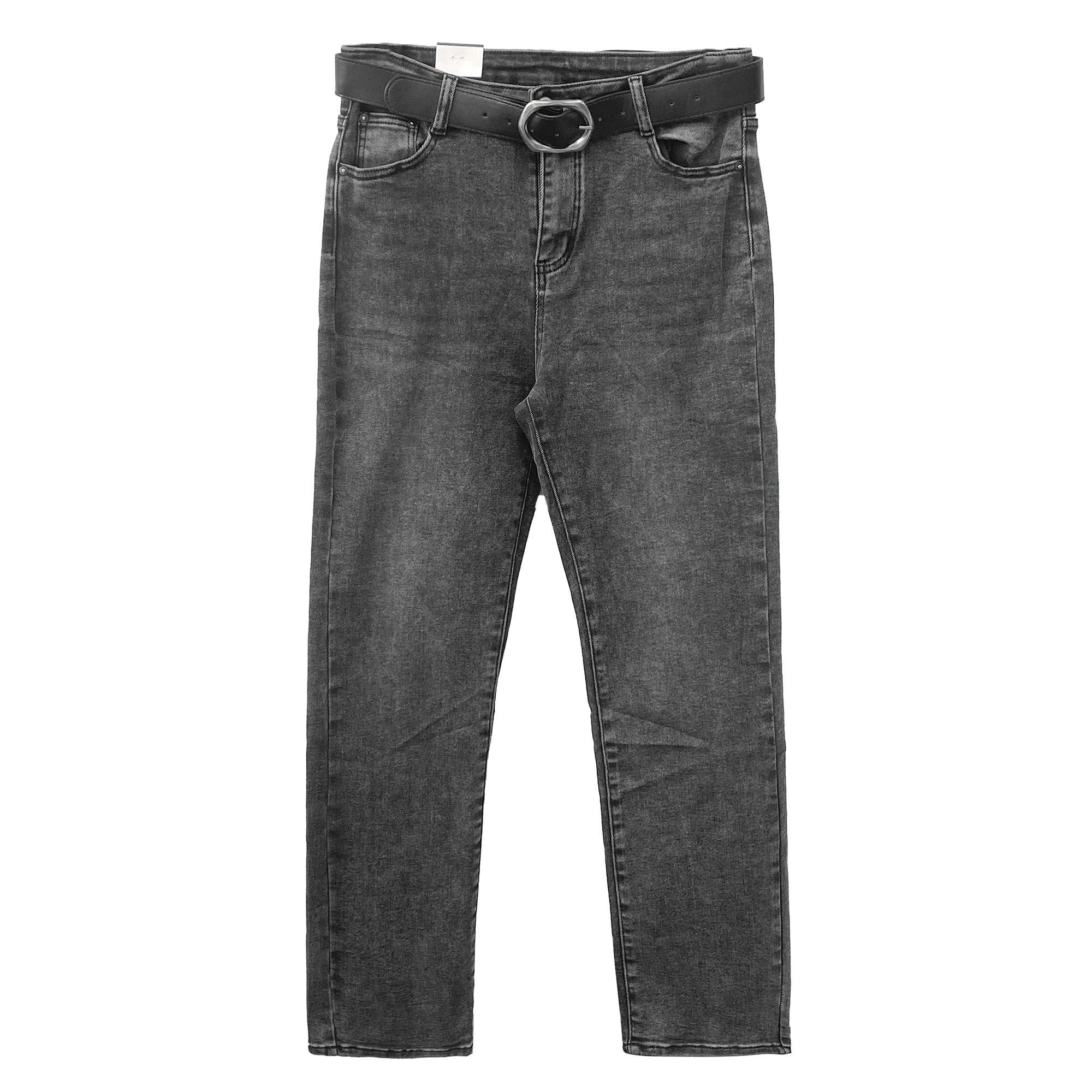 Γυναικείο τζιν παντελόνι ελαστικό με ζώνη Γκρι ANSIN