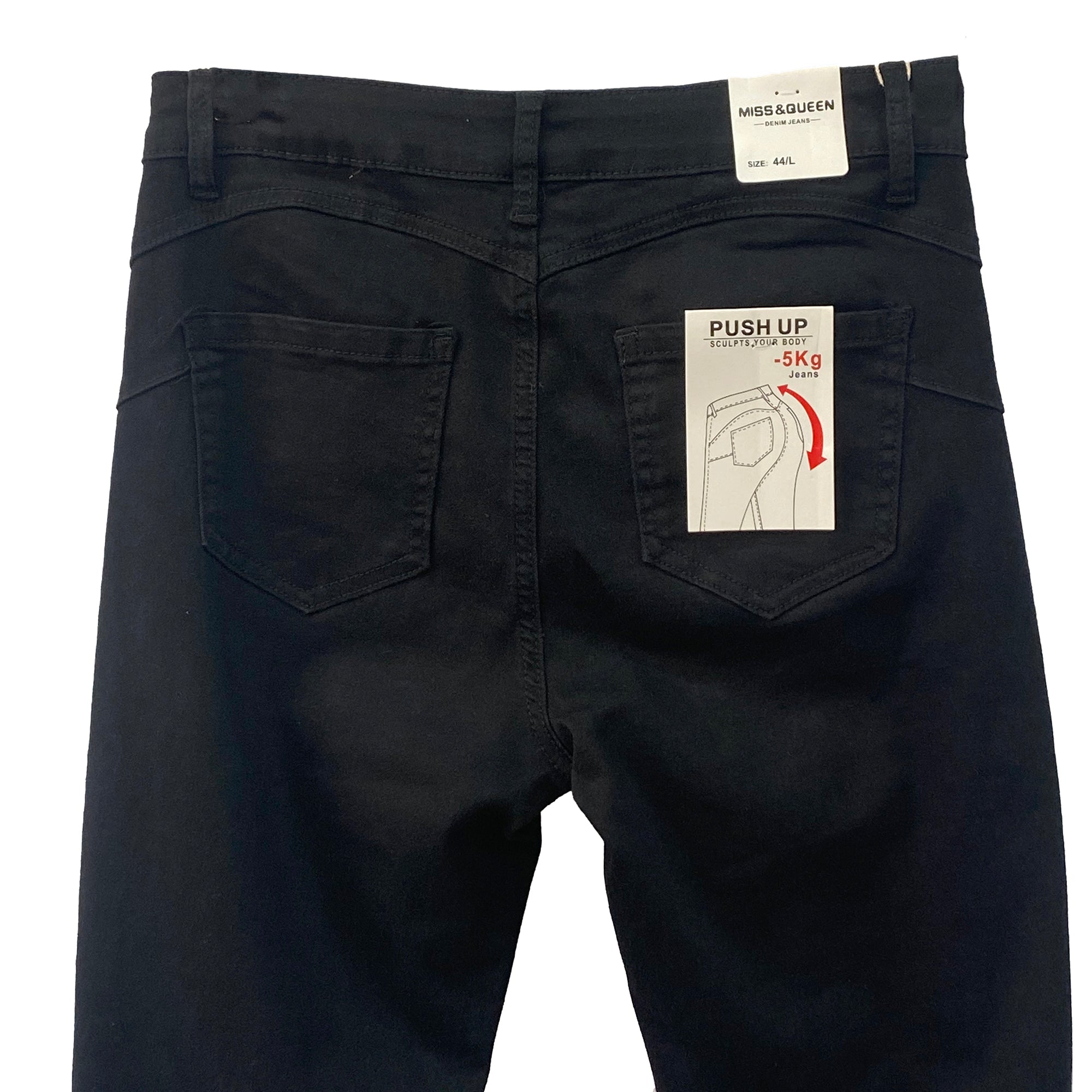 Γυναικείο ελαστικό τζιν παντελόνι push up Μαύρο ANSIN