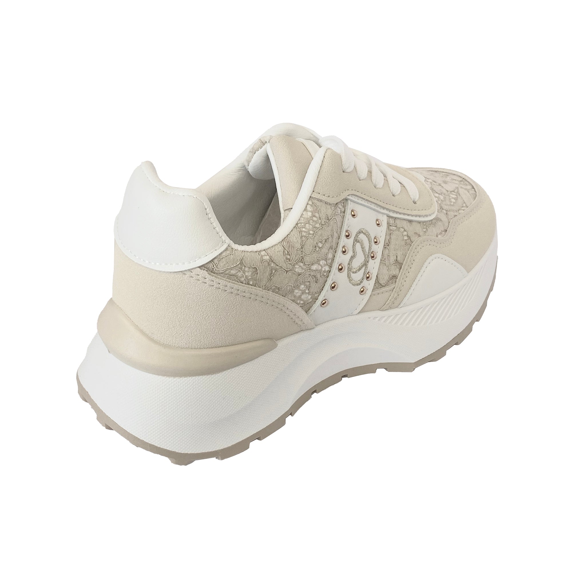 Γυναικεία Sneakers δίσολα με δαντέλα Μπεζ ANSIN